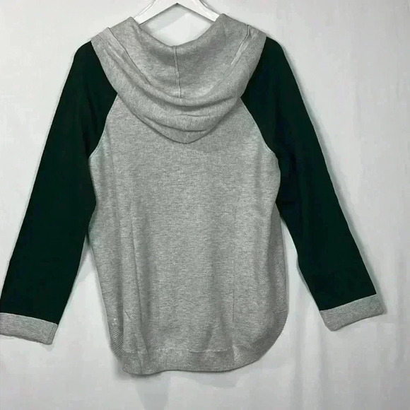 Evolution Womens Hoodie XXL Forest Green Gray Waffle Knit Pullover Hi-Lo Hem New - Picture 10 of 13